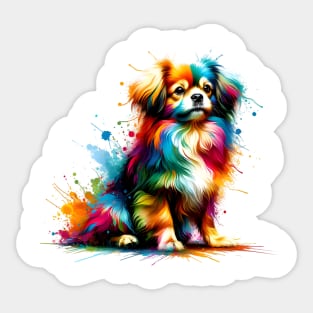 Tibetan Spaniel in Vibrant Abstract Splash Artwork Sticker